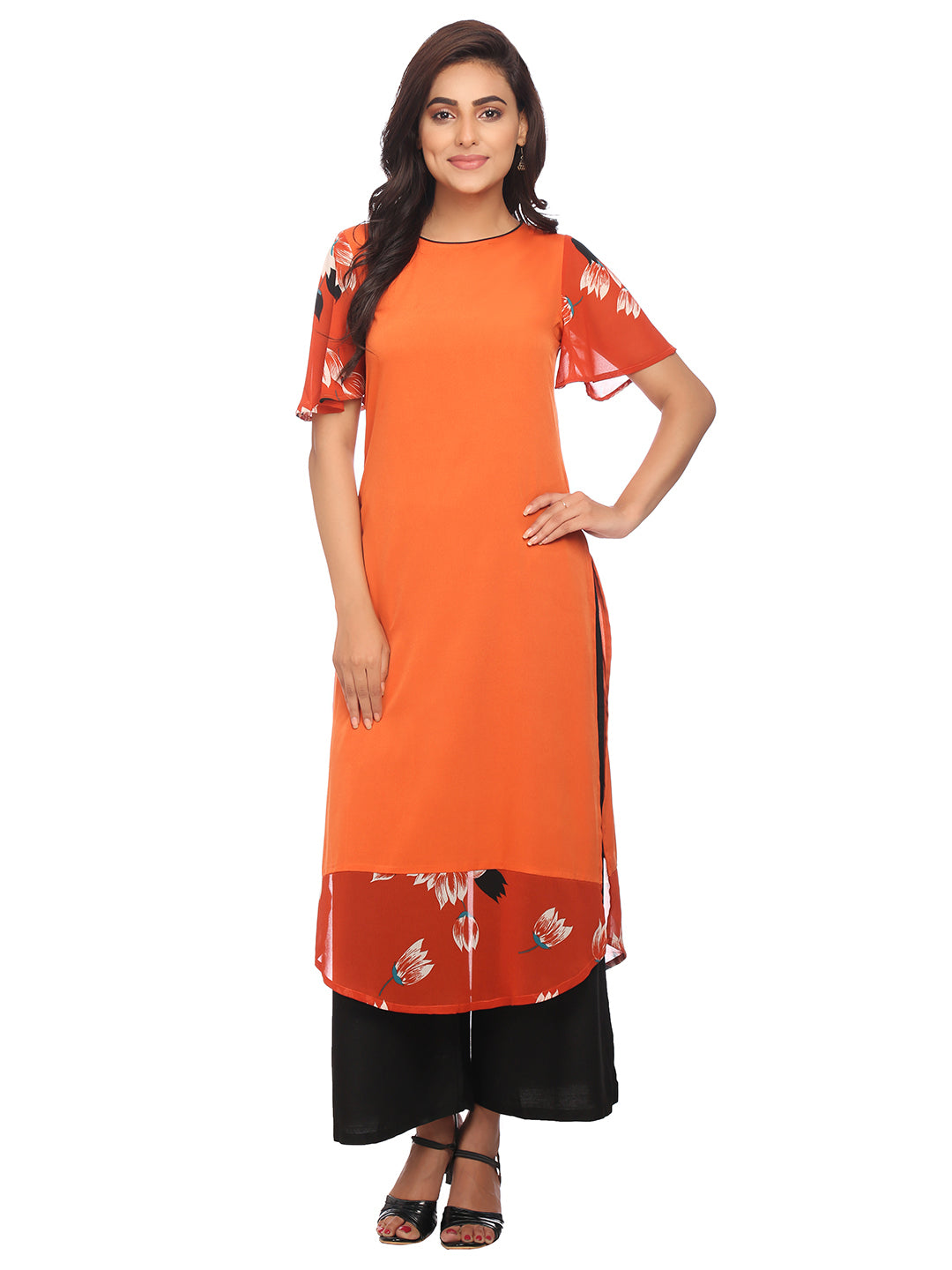 Crepe  Solid Colour Kurta