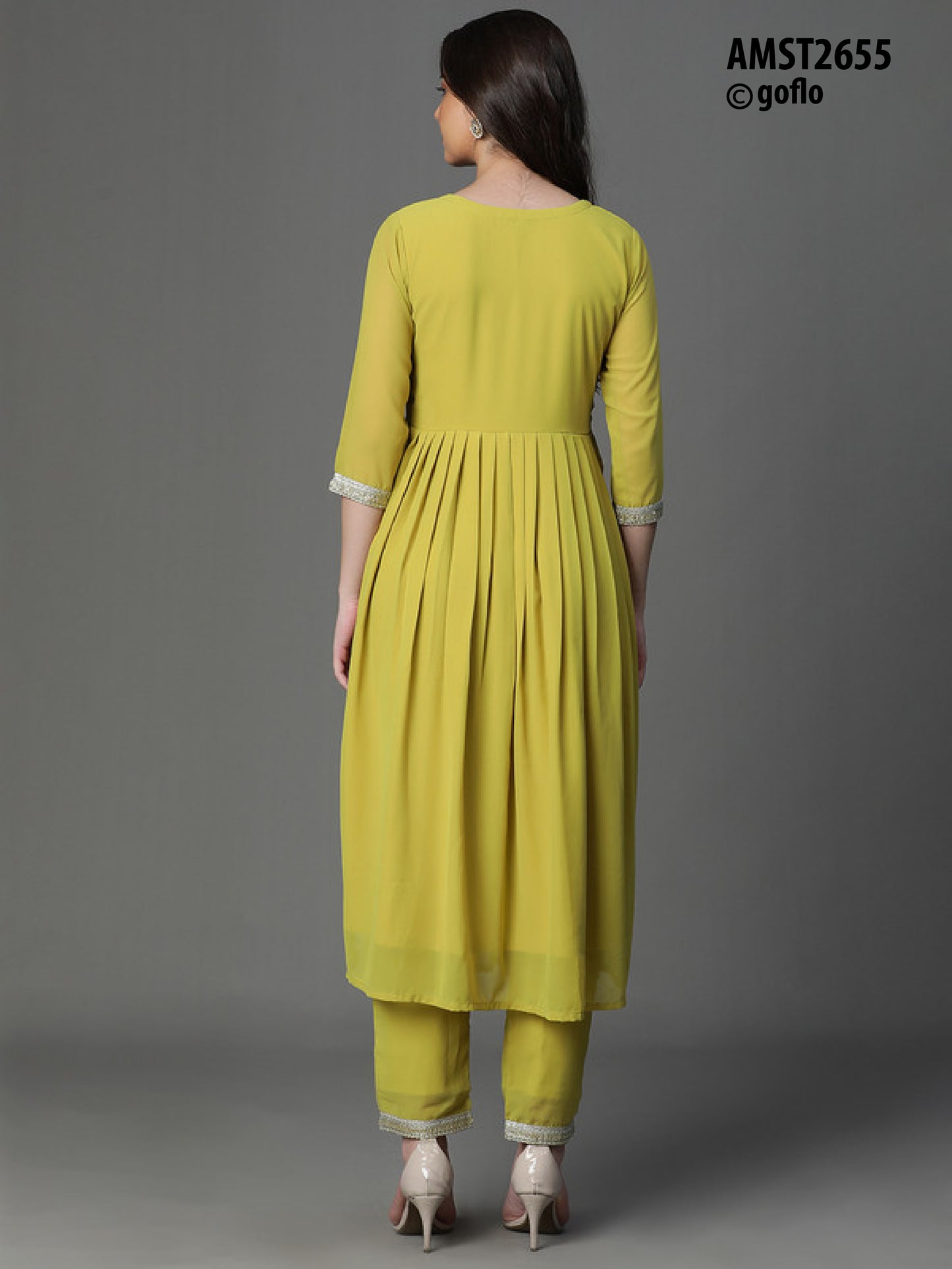 Georgette Flared A Line Kurta with Pants