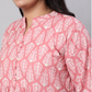 Plus Size Pink Ethnic Printed Flared Dress