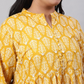 Plus Size Yellow Ethnic Printed Flared Dress