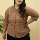 Plus Size Brown Zig-Zag Printed Top