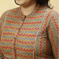 Plus Size Brown Zig-Zag Printed Top