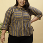 Plus Size Charcoal Zig-Zag Printed Top