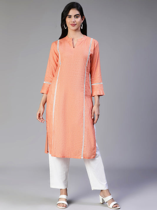 Cotton Printed Kurta with Fancy Lacework in front