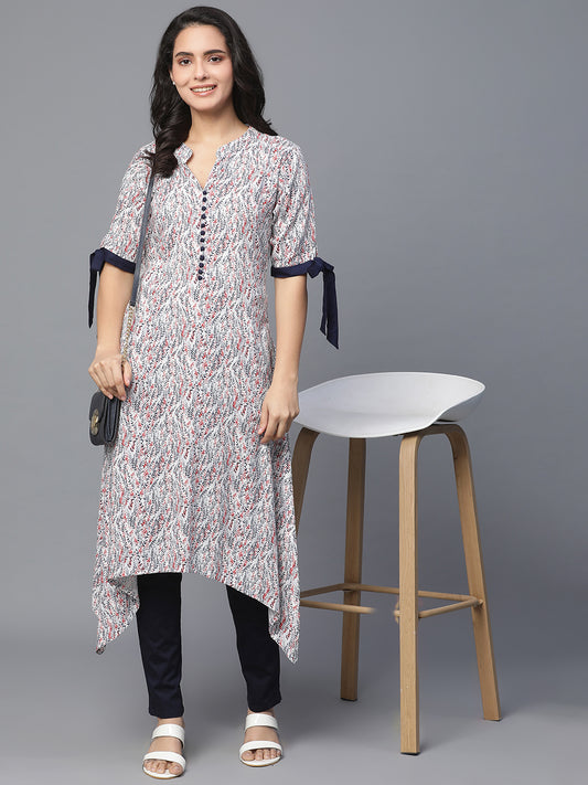 Rayon Printed Kurta with handkerchief