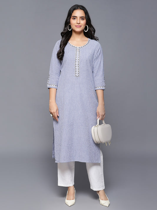 Cotton Printed Kurta with Embroidery on yoke