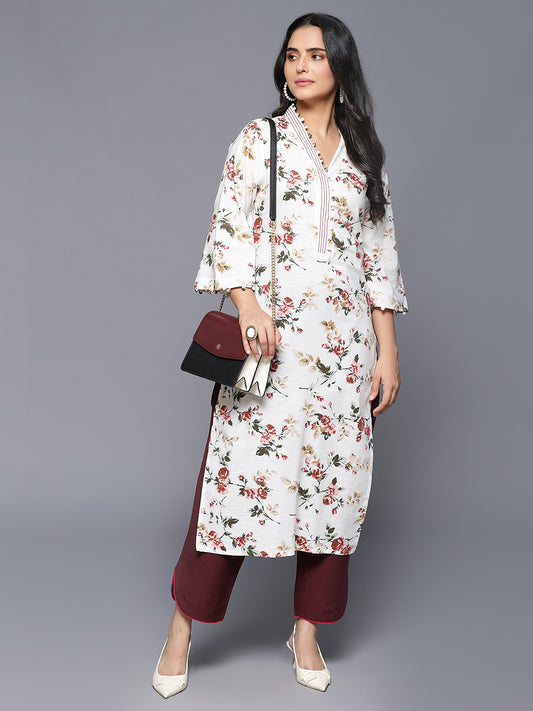 Rayon Printed Kurta with bell sleeves