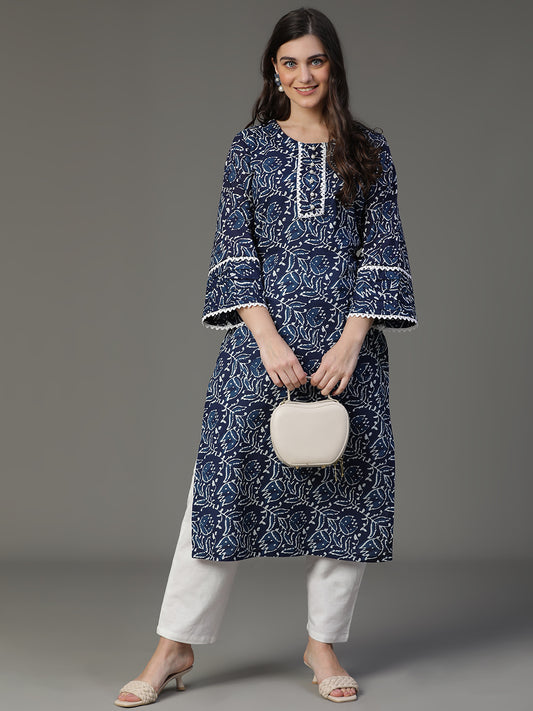 Cotton printed Kurta with Pintak on Sleeves