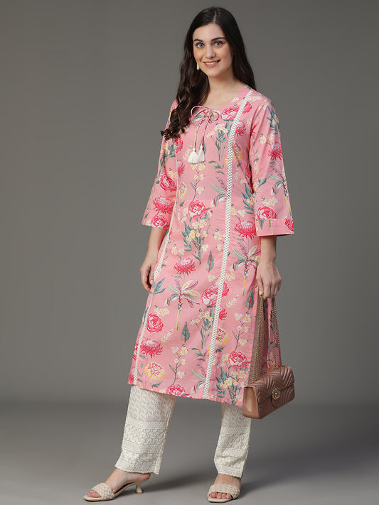 Cotton Printed Kurta with Broad Sleeves