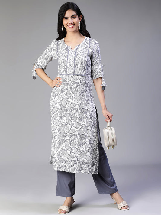 Rayon Printed Kurta with Paisley print