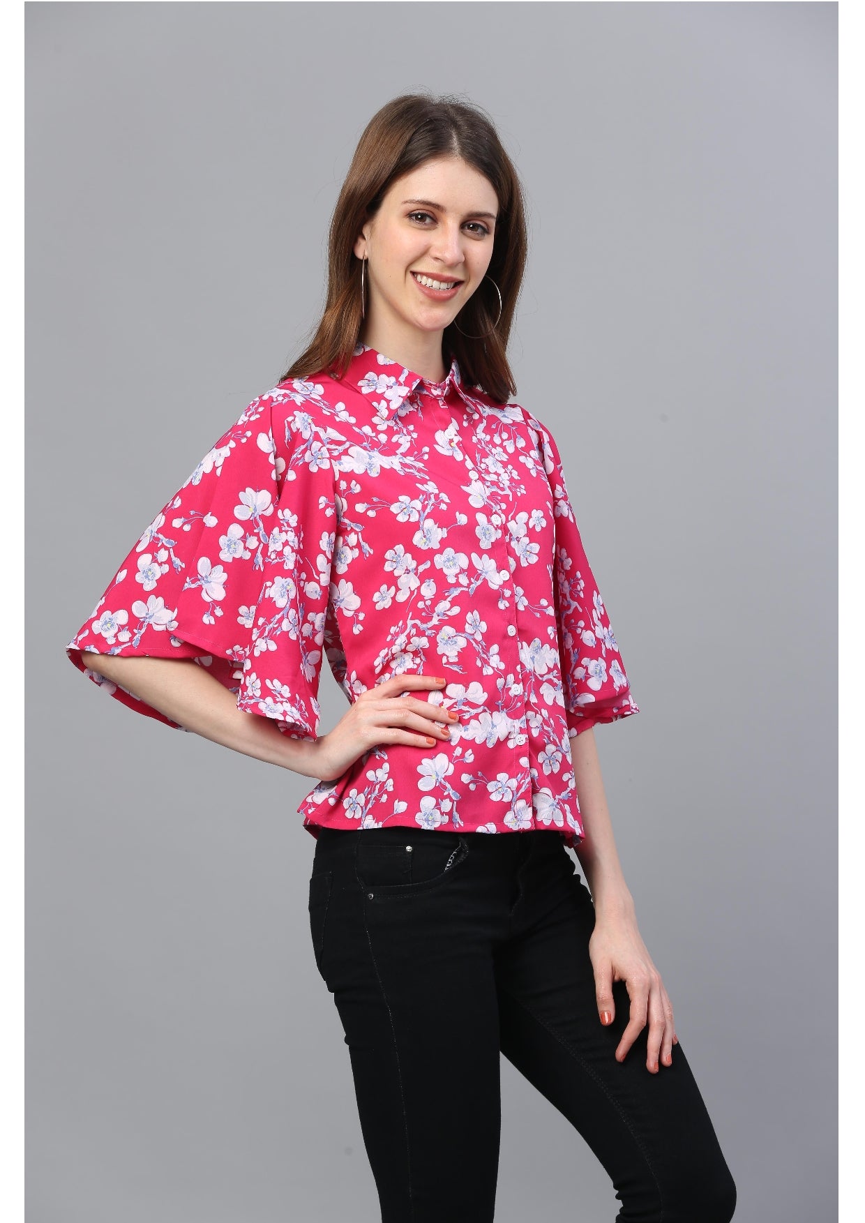 Crepe  Printed Top Red