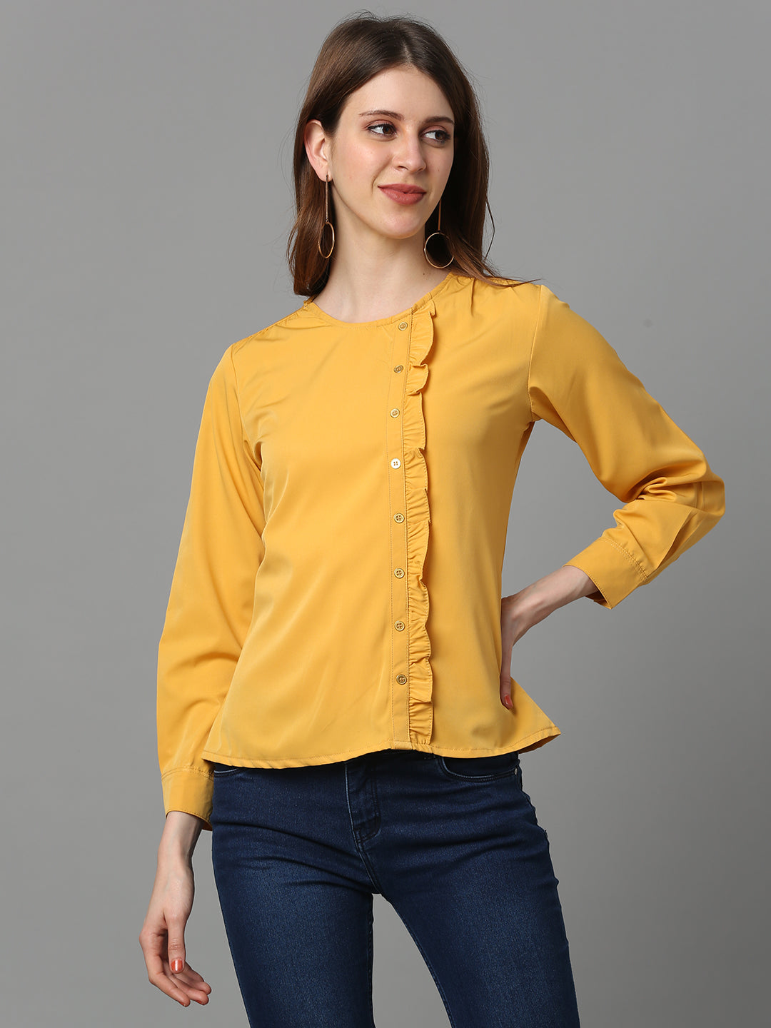 Solid Crepe Top Yellow