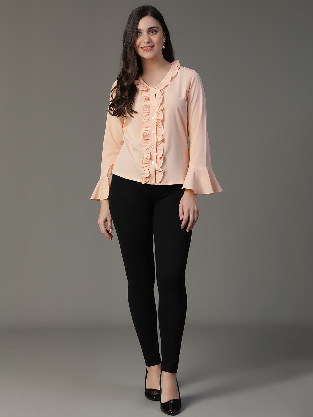 Crepe Top with petal Sleeves