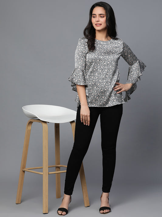 Satin Crepe printed Top