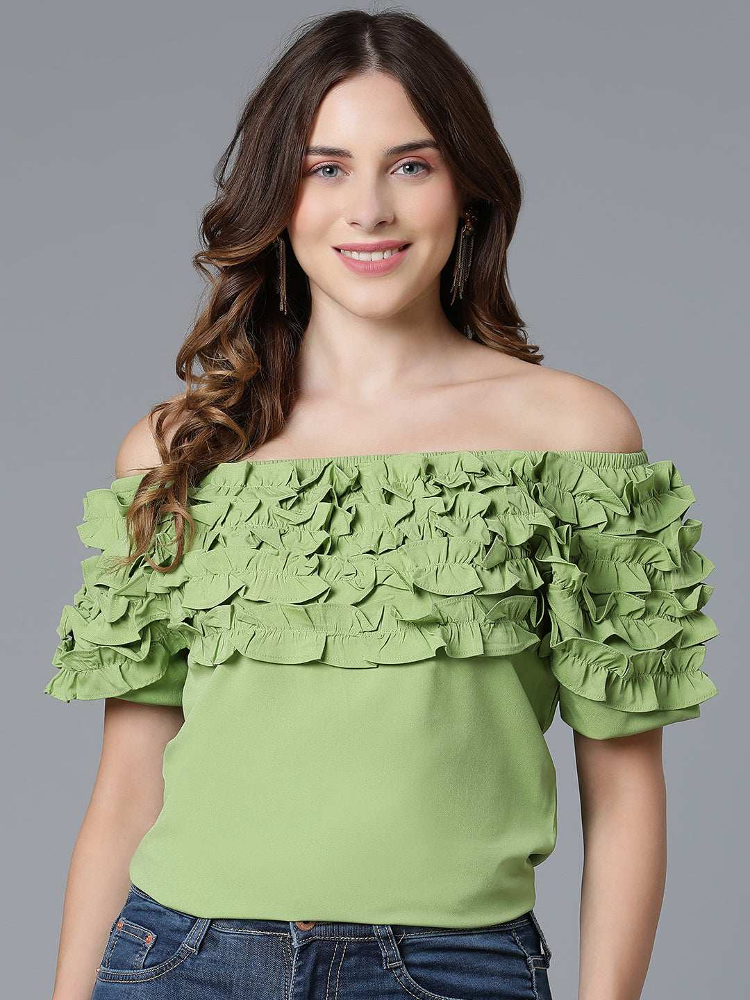 Crepe off shoulder Top